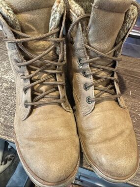 Tan Suede Lace-Up hiking style Boots